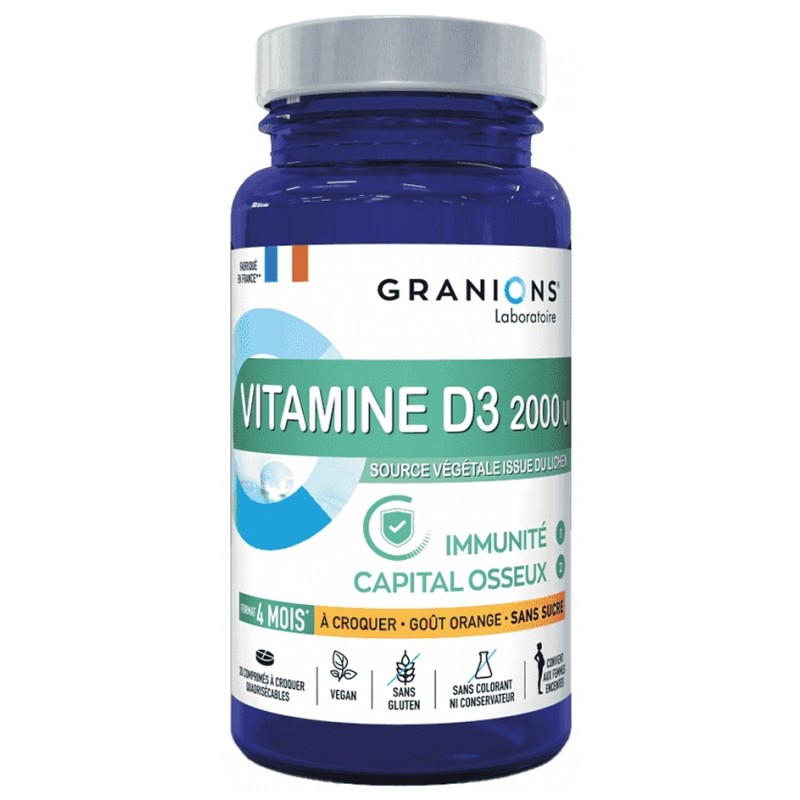 Granions Vitamine D3 2000 Ul Goût Orange, 30 Comprimés
